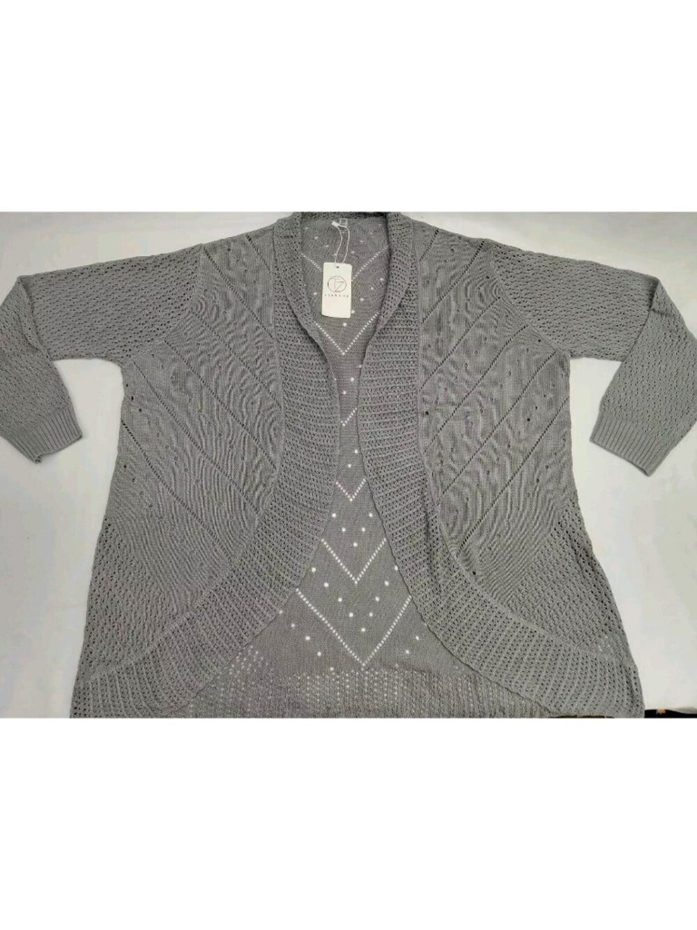 TIANZHU Women Cardigan Lightweight Long Sleeve Casual Open Front Knit Gray  2XL